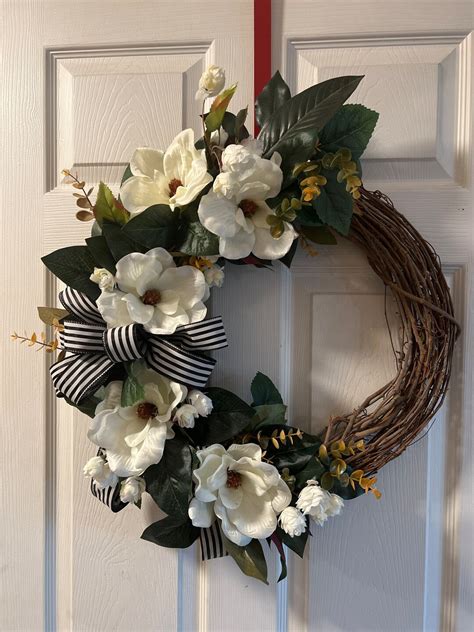 Magnolia Wreath for Front Door White Magnolia Wreath - Etsy