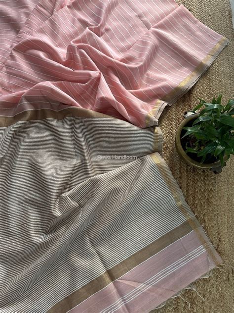 Maheshwari Light Pink Gichha Thread Lining Saree GTLS037 – Rewa Handloom