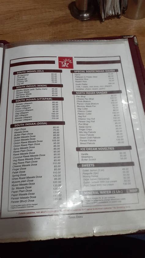 Menu at Taste of India Veg Restaurant Caterer Bhopal, Bhopal