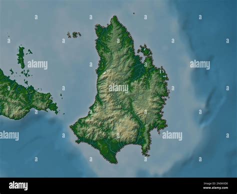 Catanduanes, province of Philippines. Colored elevation map with lakes and rivers Stock Photo ...