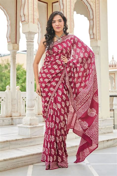 Mulmul Cotton Saree | Charming Chintz | Indian Blocks Print