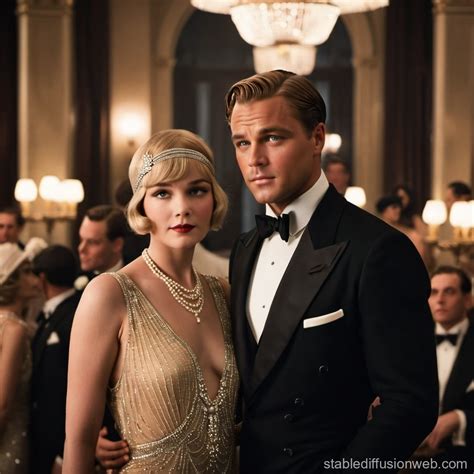 Gatsby's Longing for Daisy at His Grand Party | Stable Diffusion Online