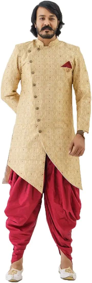 Amzira Fashion Men's Ethnic Wear Gold Sherwani Wedding Dress Set ...