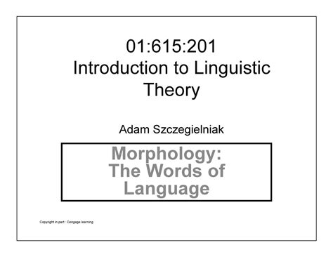 Morphology - 01:615: Introduction to Linguistic Theory Adam ...