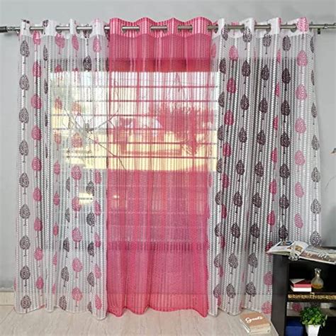 Buy House Furnishing Tree Curtains Pack of 3 - Net Tissue Light ...