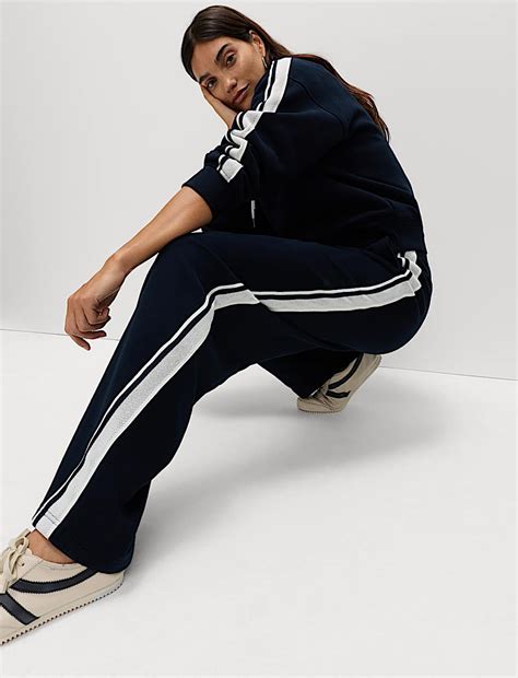 Buy Pure Cotton Side Stripe Relaxed Joggers at Marks & Spencer