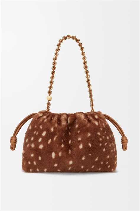 Bolso Flamenco purse mediano en lana de oveja estampada Marrón - LOEWE ...