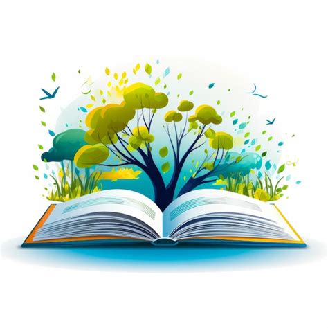Open book with tree and birds flying around it generative ai | Premium ...