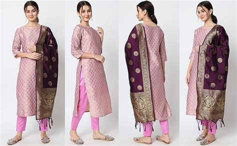 Buy VredeVogel Women's Cotton Silk Blend Kurta Trouser Pant with ...