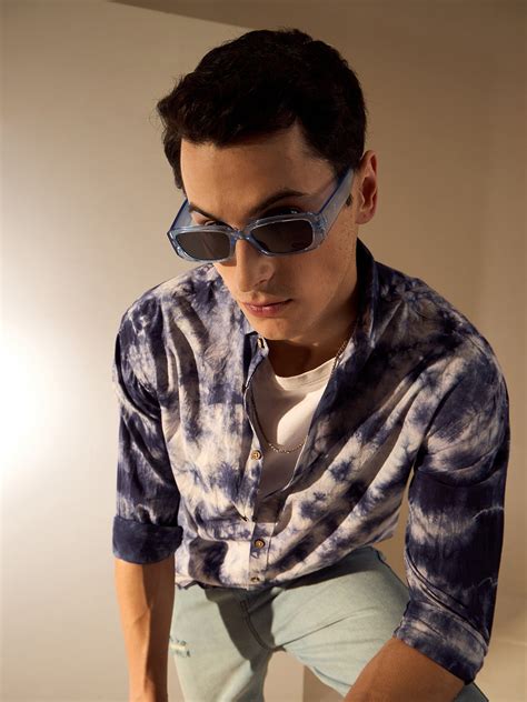 Blue & White Tie-Dye Shirt for Men | Dennison – Dennison Fashion India