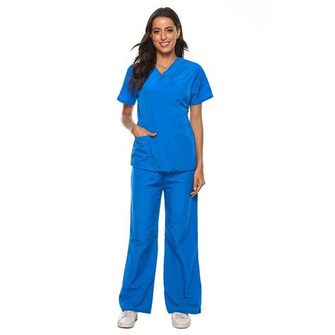 Women Workwear Short Sleeve V-neck Tops+Pants Nurs... – Vicedeal