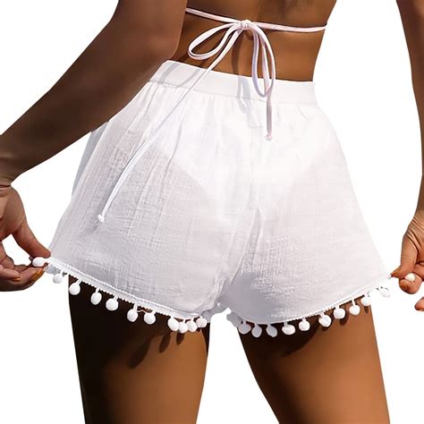 ZRBYWB Women's Shorts Beach Shorts Women's Beach Trunks Solid Color ...