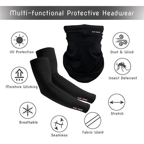 Allextreme Arm Sleeves and Neck Gaiter Combo Hand UV Protection Cover ...