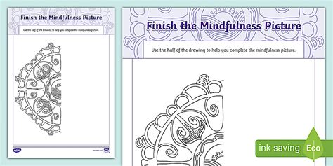 Finish the Mindfulness Picture (teacher made) - Twinkl
