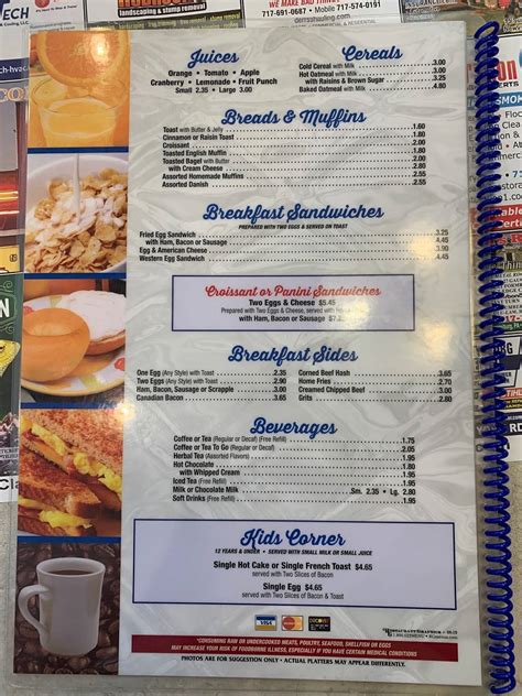 Menu at Silver Spring Diner restaurant, Mechanicsburg