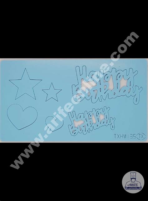 Cake Decor Happy Birthday with Star and Heart Shape Acrylic DIY Stamp ...