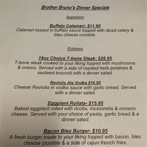 Menu at Brother Bruno's Pizza pizzeria, Lords Valley, 739