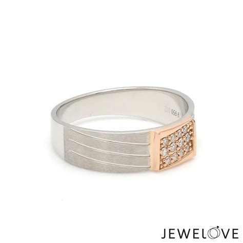 Jewelove™ Rings Parallel Paths Platinum Couple Rings with Rose Gold ...