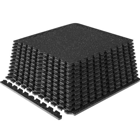 VEVOR 12 PCS 1/2 inch Thick Gym Floor Mats, 24" x 24" EVA Foam & Rubber ...