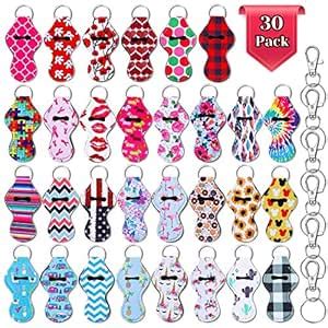 Buy Shynek 30Pcs Chapstick Holder Keychains Bulk Lipstick Holder ...
