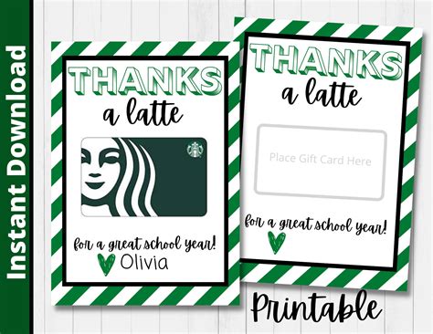 Teacher Appreciation Printables Starbucks