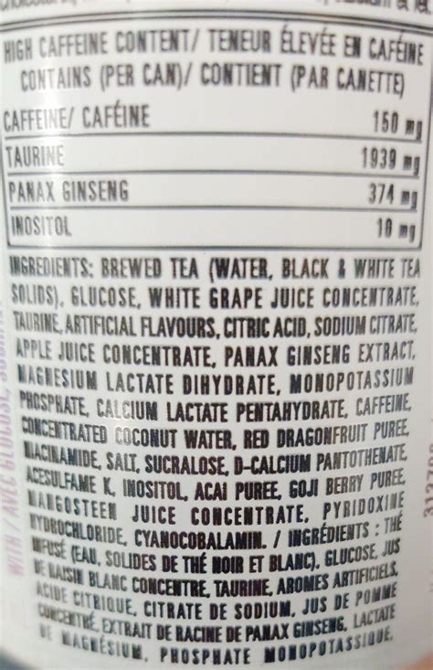 Monster Ingredient Label