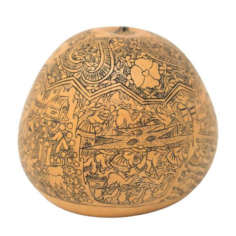 Handcarved Peruvian Carved Gourd, A Story of Farming & Peruvian Life ...