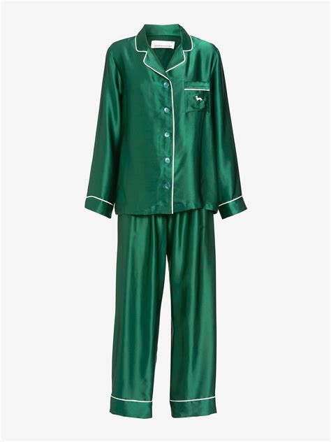 Emerald Silk Pj Set With Eye Mask Dark Green - Peter Alexander Online ...