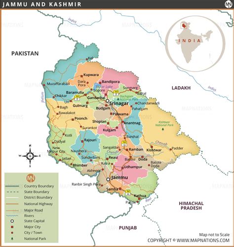 Map of Jammu and Kashmir (India), Jammu and Kashmir Map, J&K Map