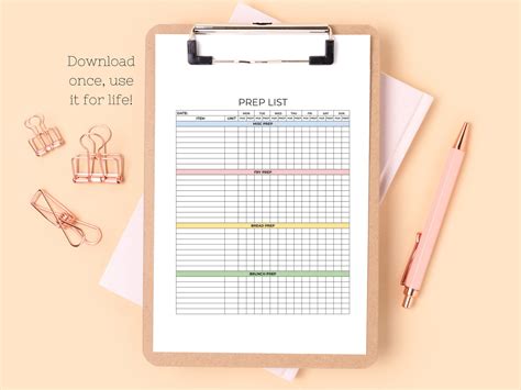 Prep & Par List Template Food Prep List Prep List Template - Etsy