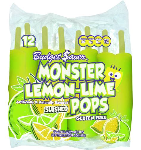 Budget Saver Slushed Lemon-Lime Monster Pops, 12 ct – Walmart Inventory ...