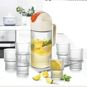 Buy LECROF by Milton Borosilicate Spritz Lemon Glass Set with Jug, (6 ...