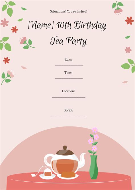 Free Girl Birthday Invitation Templates, Editable and Printable