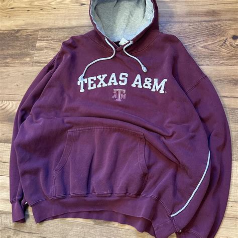 Y2K Faded Grey and Burgundy Texas A&M hoodie #y2k... | Depop