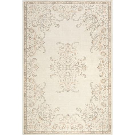 nuLOOM Princesa Medallion Wool and Cotton 8ft. x 10ft. Beige Area Rug ...