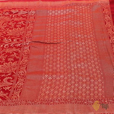Maroon Pure Georgette Banarasi Handloom Saree - Tilfi