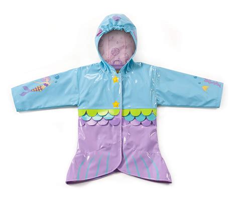 Kidorable Little Girls' Mermaid Polyurethane Raincoat, Blue, 6/7 ...