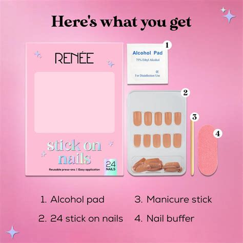 RENEE Stick On Nails, 24 Reusable Fake Nail Set, Lightweight & Long ...