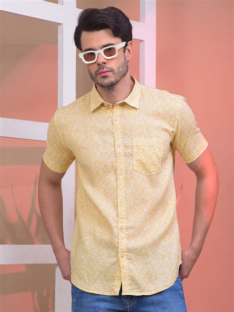 COBB YELLOW PRINTED HALF-SLEEVE CASUAL SHIRT – Cobbitalyofficial