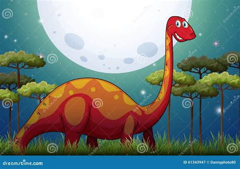 在领域的恐龙在晚上 向量例证. 插画 包括有 月球, 晚上, 图画, 结构树, 绝种, 室外, 龙舌兰, 侏罗纪 - 61343947