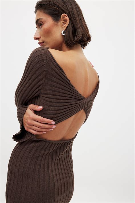 Knitted Midi Dress Brown | NA-KD