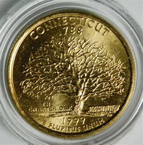 1999-P 24K Gold-Layered Connecticut Commemorative State Quarter - In ...