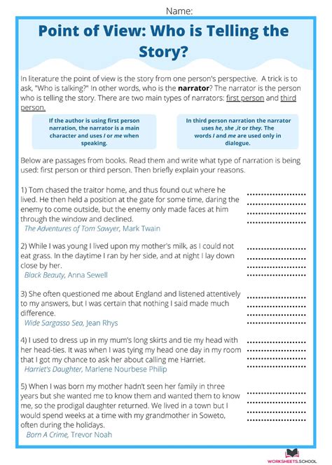 Point Of View Worksheet - Proworksheet