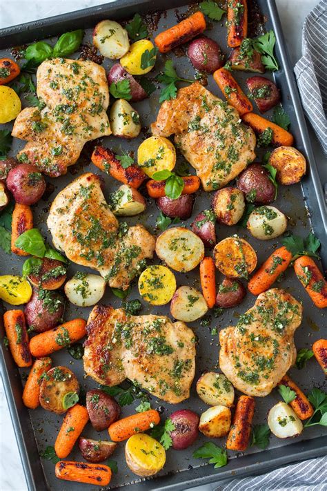 Roasted Chicken and Veggies with Garlic Herb Vinaigrette - Cooking Classy