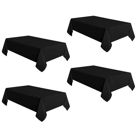 LUSHVIDA 4 Pack Black Tablecloths 60 inch x 120 inch Rectangle Table ...