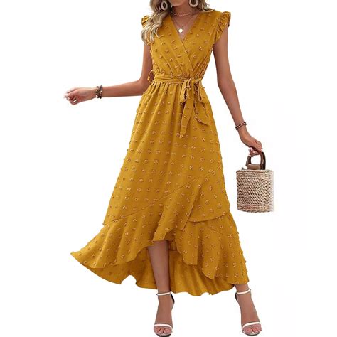Sakmal Sundresses for Women Empire Waist Long Elegant Dress Short ...