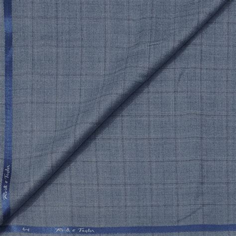 Trouser Fabric Reid & Taylor Poly Viscose Check Color Glaucous Blue ...