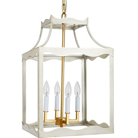 Miriam Cream & Gold Metal Lantern by Old World Design - Ivy Home