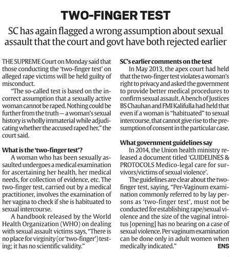 Image result for How Two Finger Test Is Done