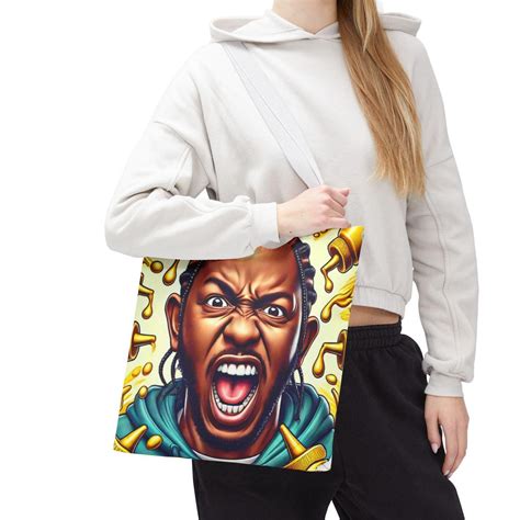 Kendrick Lamar Screaming Mustard Tote Bag - Hip Hop Musician Gift ...